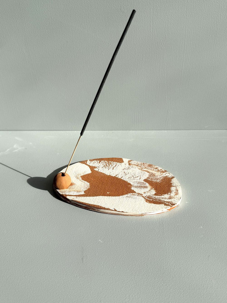 Sample 50% off - Terracotta and White Nerikomi Incense holder