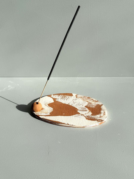 Sample 50% off - Terracotta and White Nerikomi Incense holder