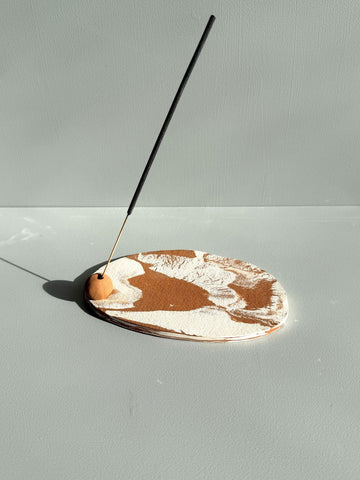 Sample 50% off - Terracotta and White Nerikomi Incense holder