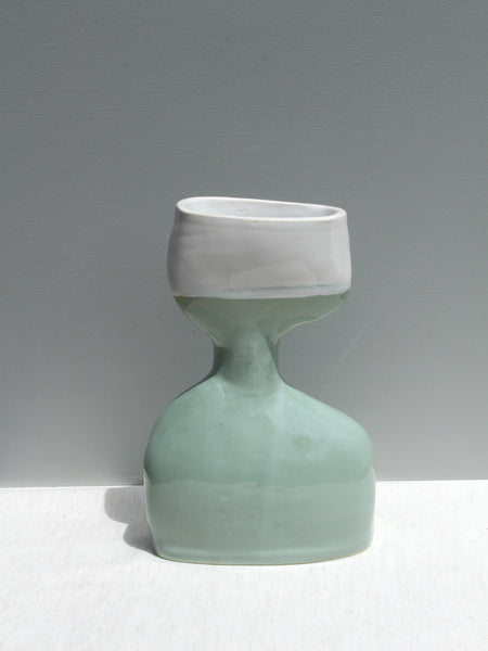 Hour Vessel in Sage Green and White