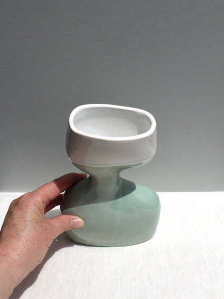 Hour Vessel in Sage Green and White