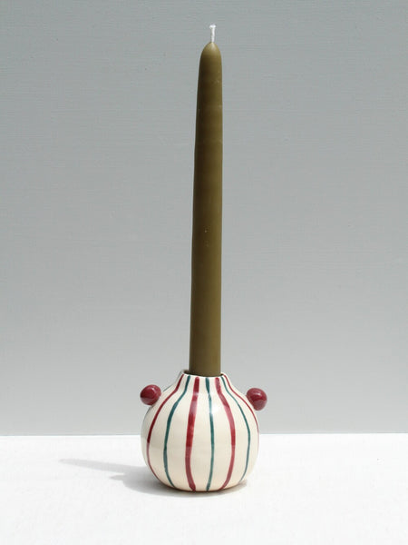 Dot Pot with Maroon and Green stripes