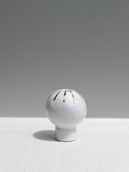 Small White Vase with Gold Detailing