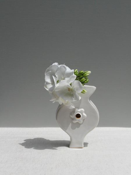 White and Gold Daisy Vase