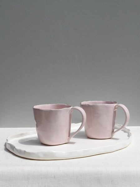 Pair of Gold Rimmed Pink Cups