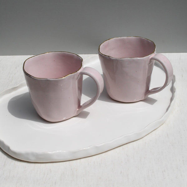 Pair of Gold Rimmed Pink Cups