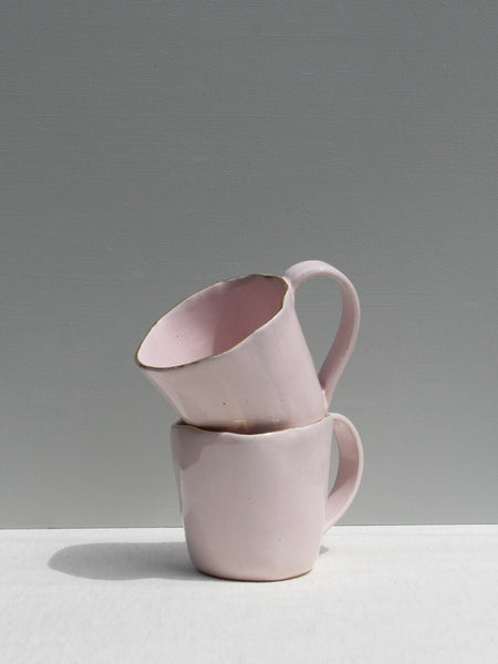 Pair of Gold Rimmed Pink Cups