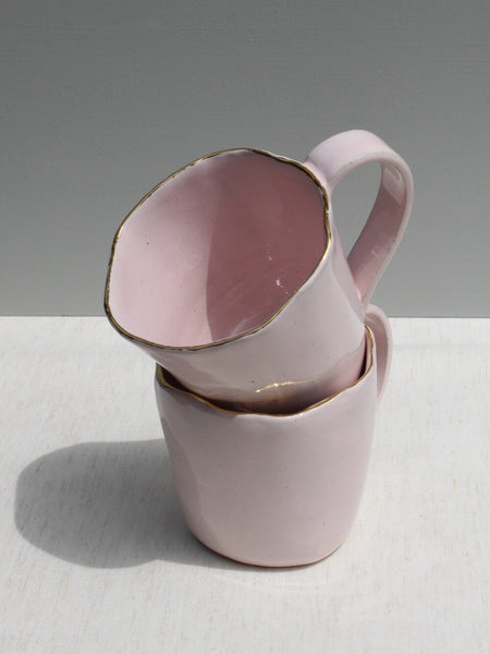 Pair of Gold Rimmed Pink Cups