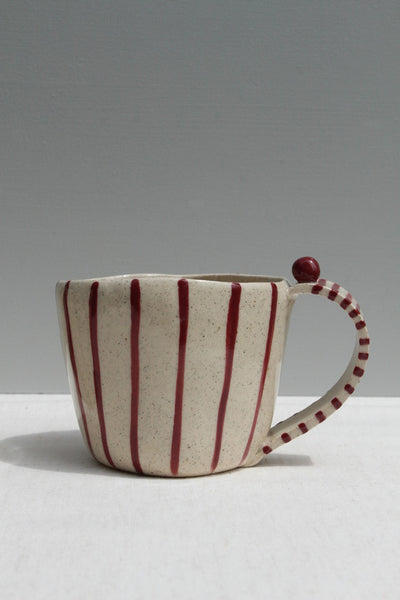 Pair of Striped Cups (Green and Maroon)