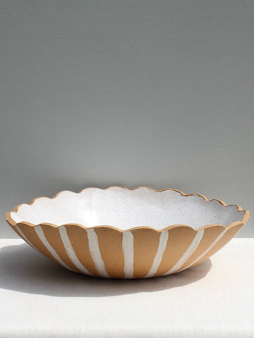 Speckled Buff Bowl with Scalloped Edge