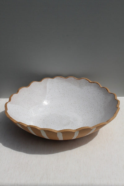 Speckled Buff Bowl with Scalloped Edge