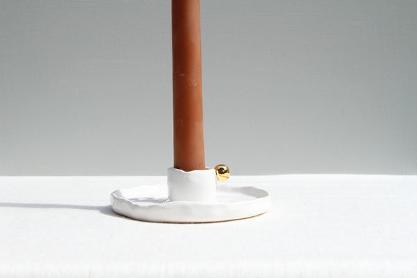 Ceramic Candle Holder with a Gold Ball