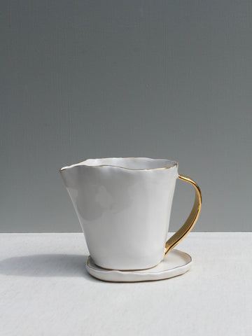 Gold Rimmed Jug and Saucer