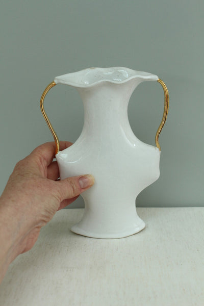 SECOND 60% off - White Vessel with Gold Handles