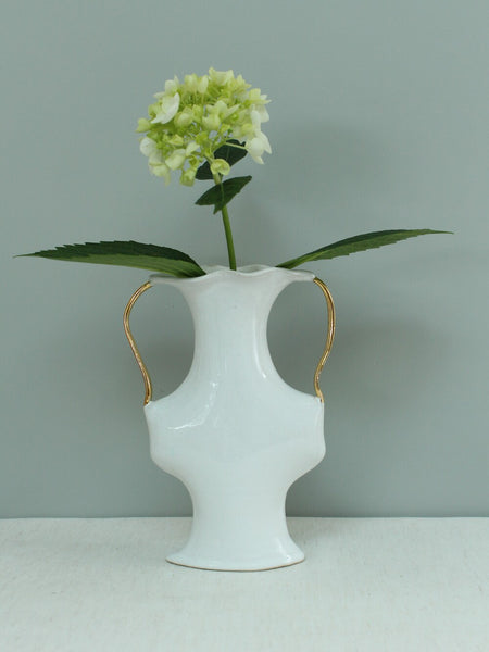 SECOND 60% off - White Vessel with Gold Handles