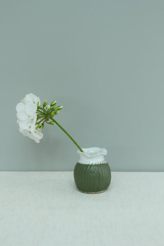 SAMPLE 40% off - Tiny Green Fluted Vase