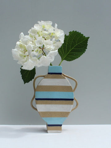 SECOND 50% off - Blue and White Striped Vessel