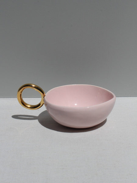 With Pleasure - Gold Handled Pink Cup.