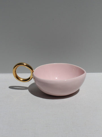 With Pleasure - Gold Handled Pink Cup.