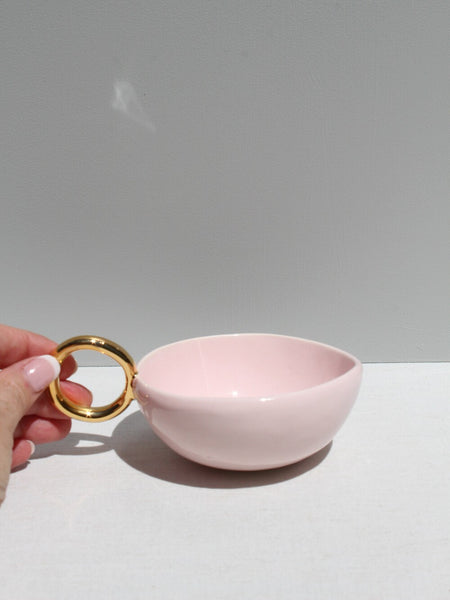 With Pleasure - Gold Handled Pink Cup.