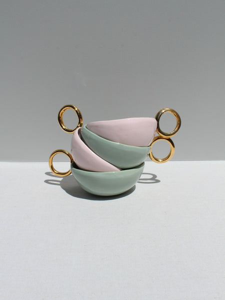 With Pleasure - Gold Handled Sage Green Cup.