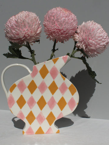 Second 60% off - Harlequin in Pink and Mustard Jug