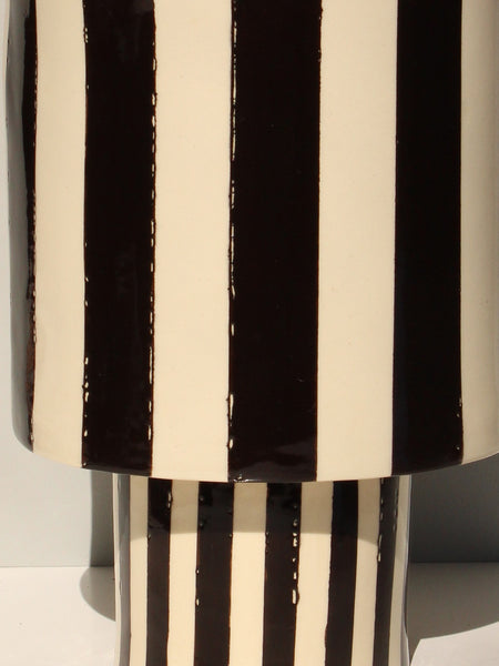 SECOND 60% off  Black and White striped Pedestal Planter