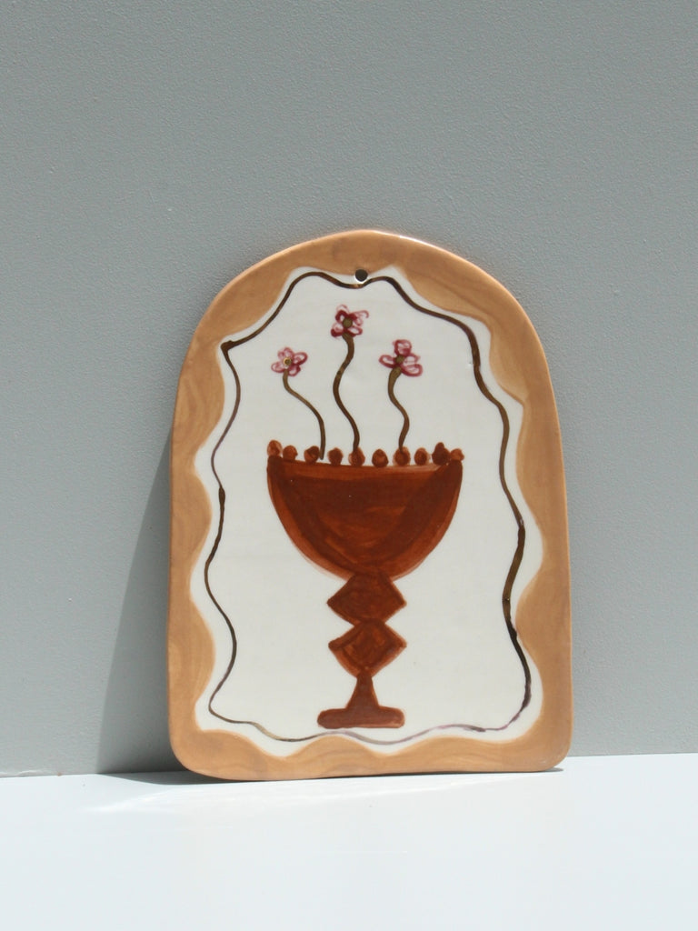 Art Tile - Chocolate Brown and Gold Vessel