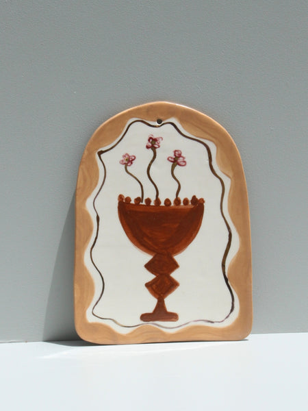 Art Tile - Chocolate Brown and Gold Vessel