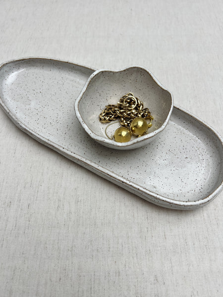 White Speckled Buff Dish