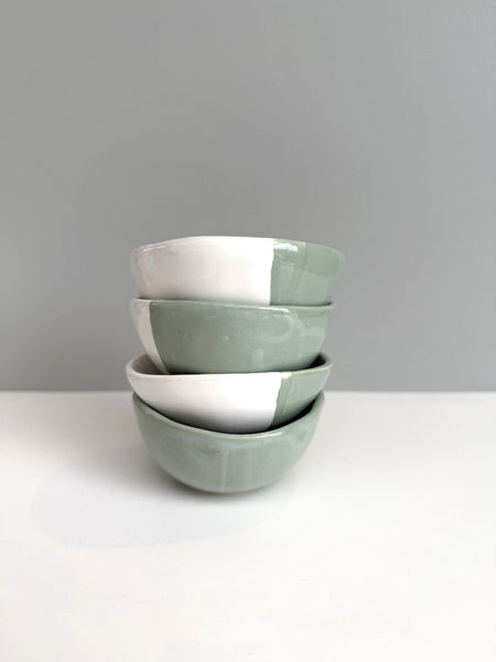 Small and White Green Dish