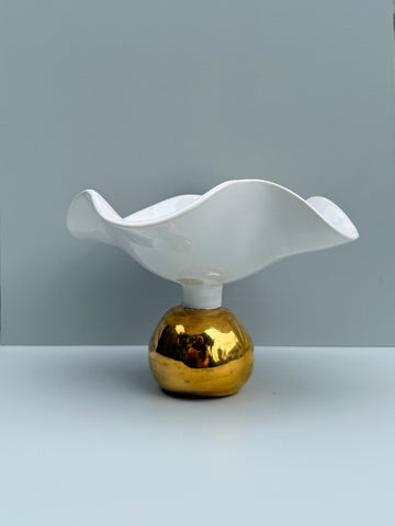 Second - 50% off White Pedestal Dish with 22 Carat gold ball base