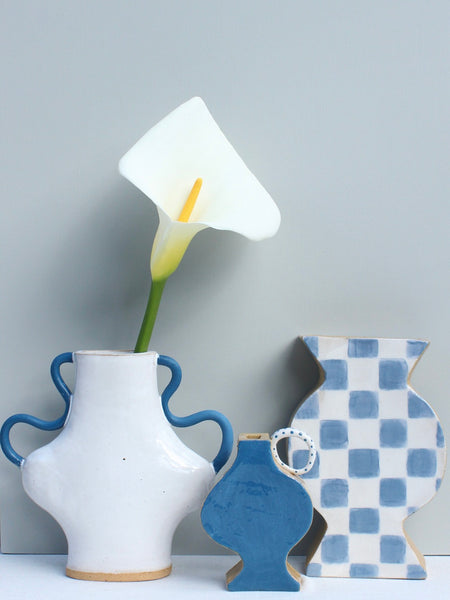 Small Blue and White Chequered Vessel