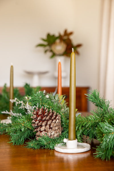 Ceramic Candle Holder with a Gold Ball