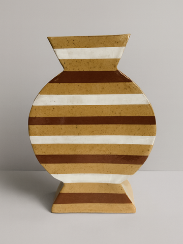 Large Brown and White Striped Vessel