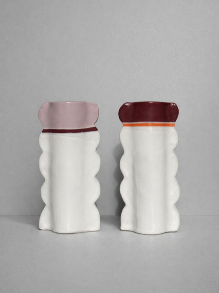 Burgundy and Orange Scalloped Vessel