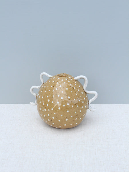 Speckled Buff Dot Pot with Handles