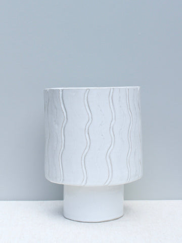 SECOND - Wave Pedestal Planter in White