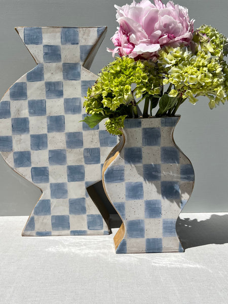 Small Blue and White Chequered Vessel